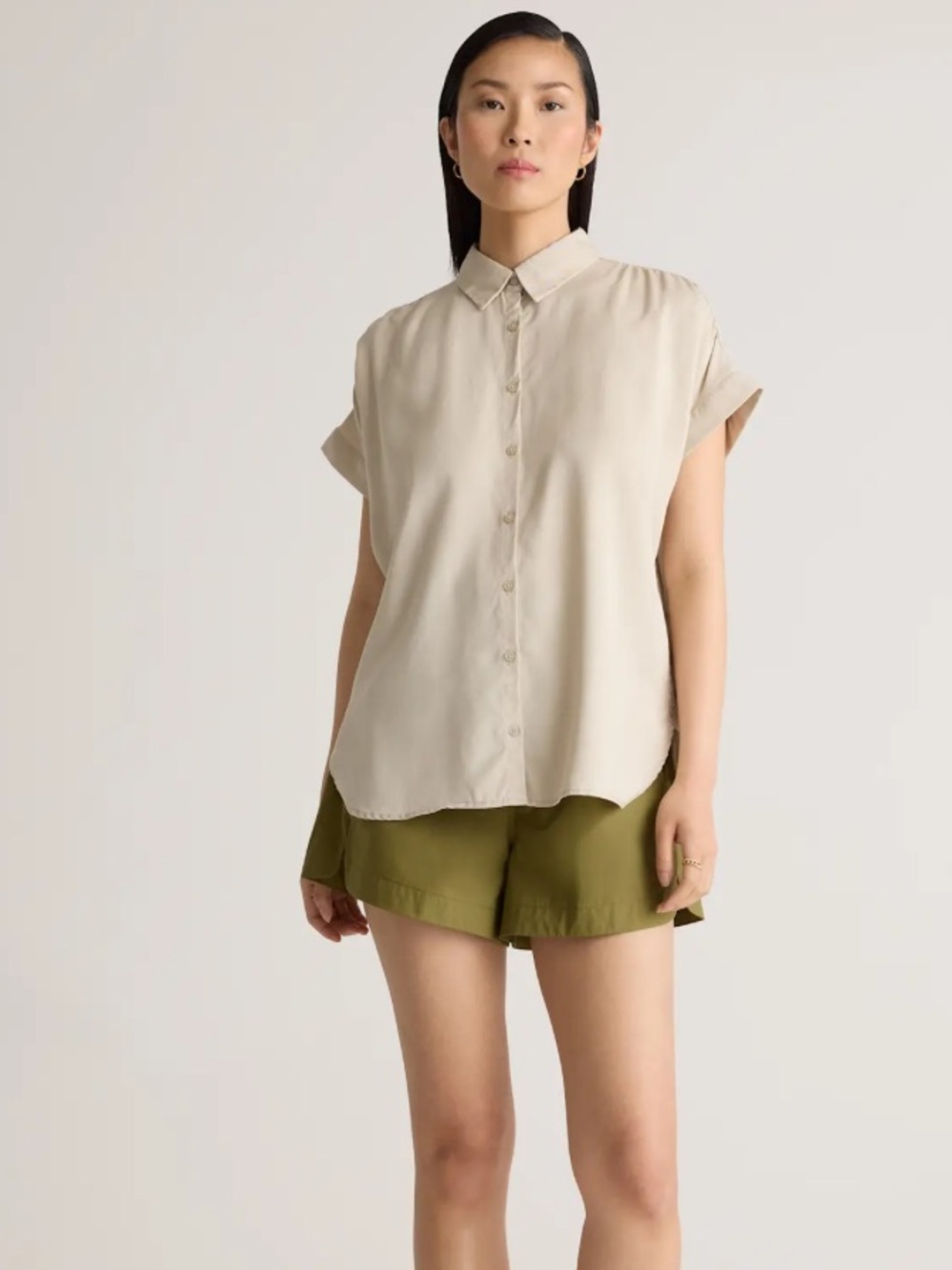 Quince vintage wash tencel camp shirt L